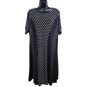 NEW Michael Kors Black and White Polka Dot Dress Slimming Lightweight 1X
